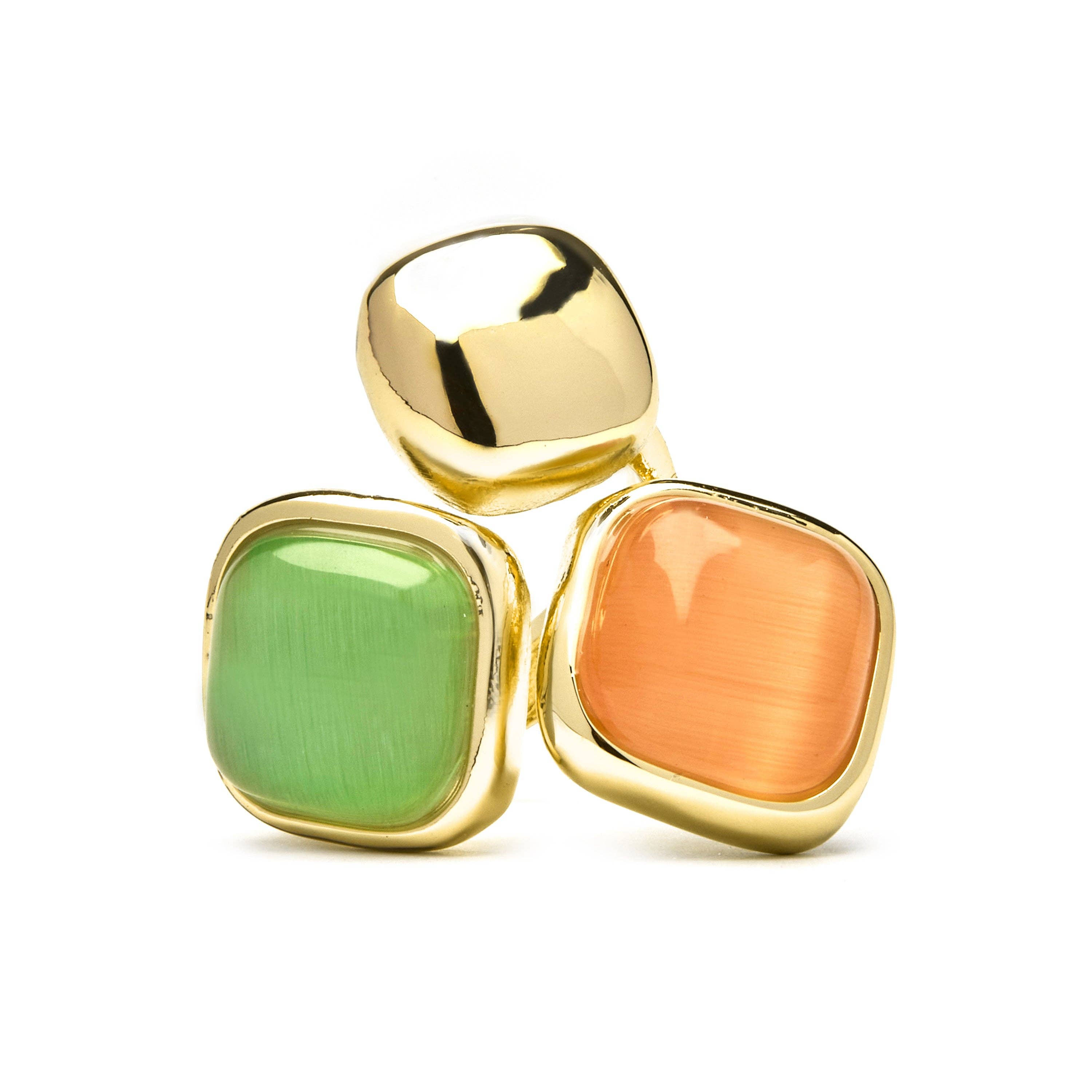 Luxenter - Vente Bague de cocktail/de cérémonie - Bague avec Œil de Chat Multicolore finition or 18k - Shureo2