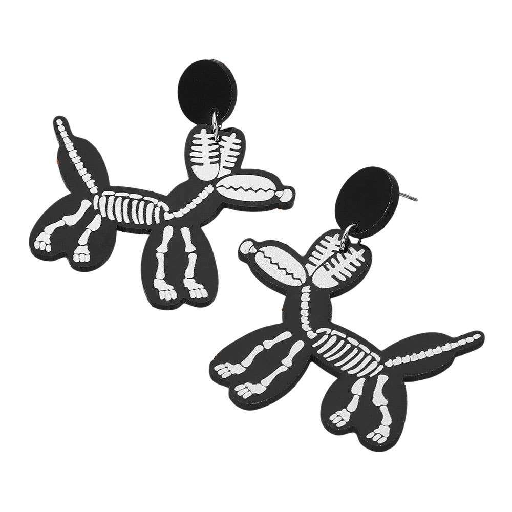 Sensibling Corp. - Wholesale Dangle Earrings - Halloween Skeleton Balloon Dog Dangle Earrings3