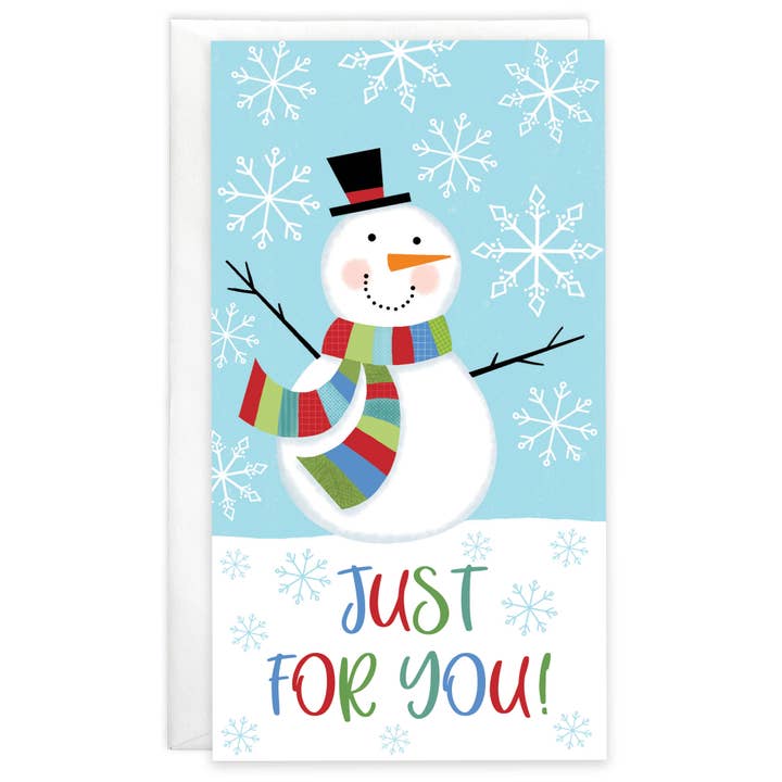 Money Gift Card Holder- Striped Scarf Snowman for wholesale by GINA B DESIGNS