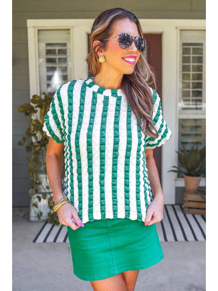 Bold And Bubbly Top, Green for wholesale on Faire9