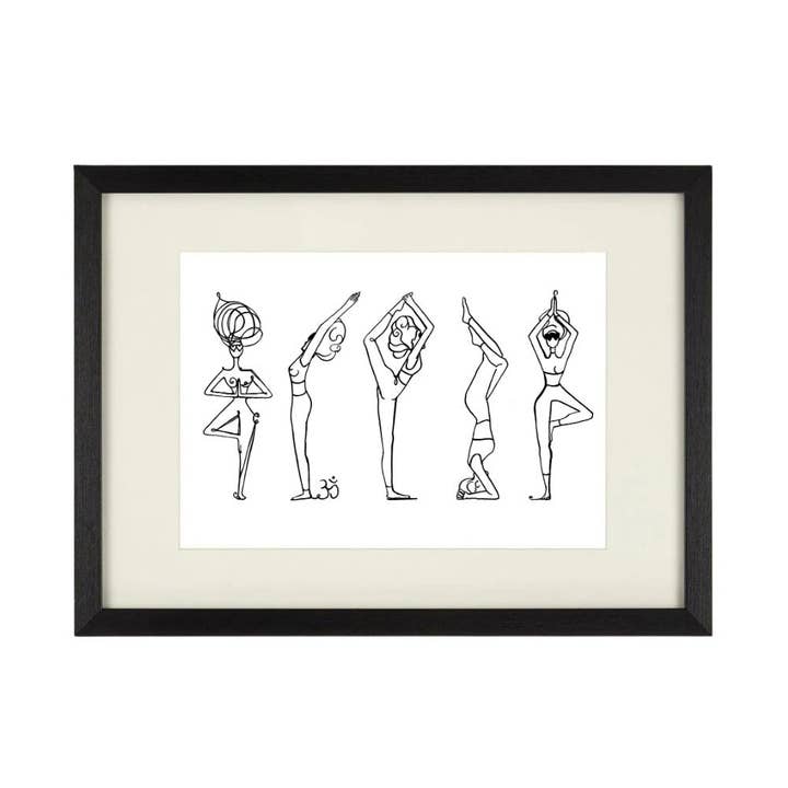 RAGAZZE YOGA STAMPA IN EDIZIONE LIMITATA A4 CON CORNICE NERA per la vendita all'ingrosso da parte di Charlotte Posner