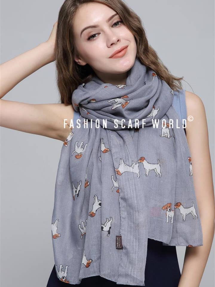 Jack Russell Dog Printed Scarf for wholesale by Fashion Scarf World
