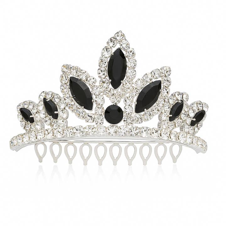 2803Bk Black Rhinestone Tiara for wholesale by Dasha Designs
