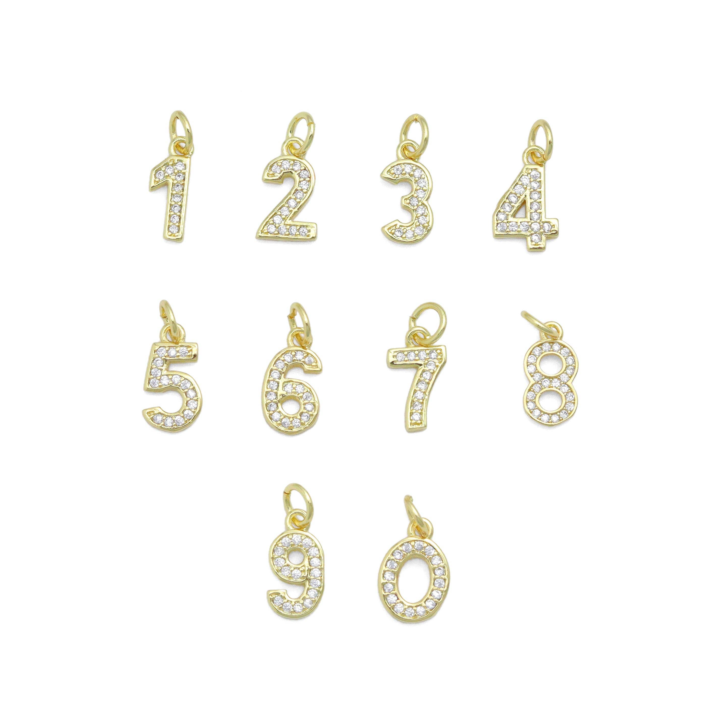 BestBeads&Beyond - Wholesale Individual Charm/Pendant - Clear CZ Ten Arabic Numer Charm Pendant, Sku#LX798