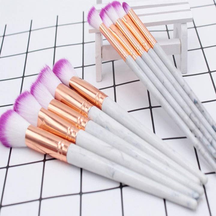 My Wholesale Warehouse – wholesale Make-up brush set – Glamza 10pc Marble Makeup Brush Set