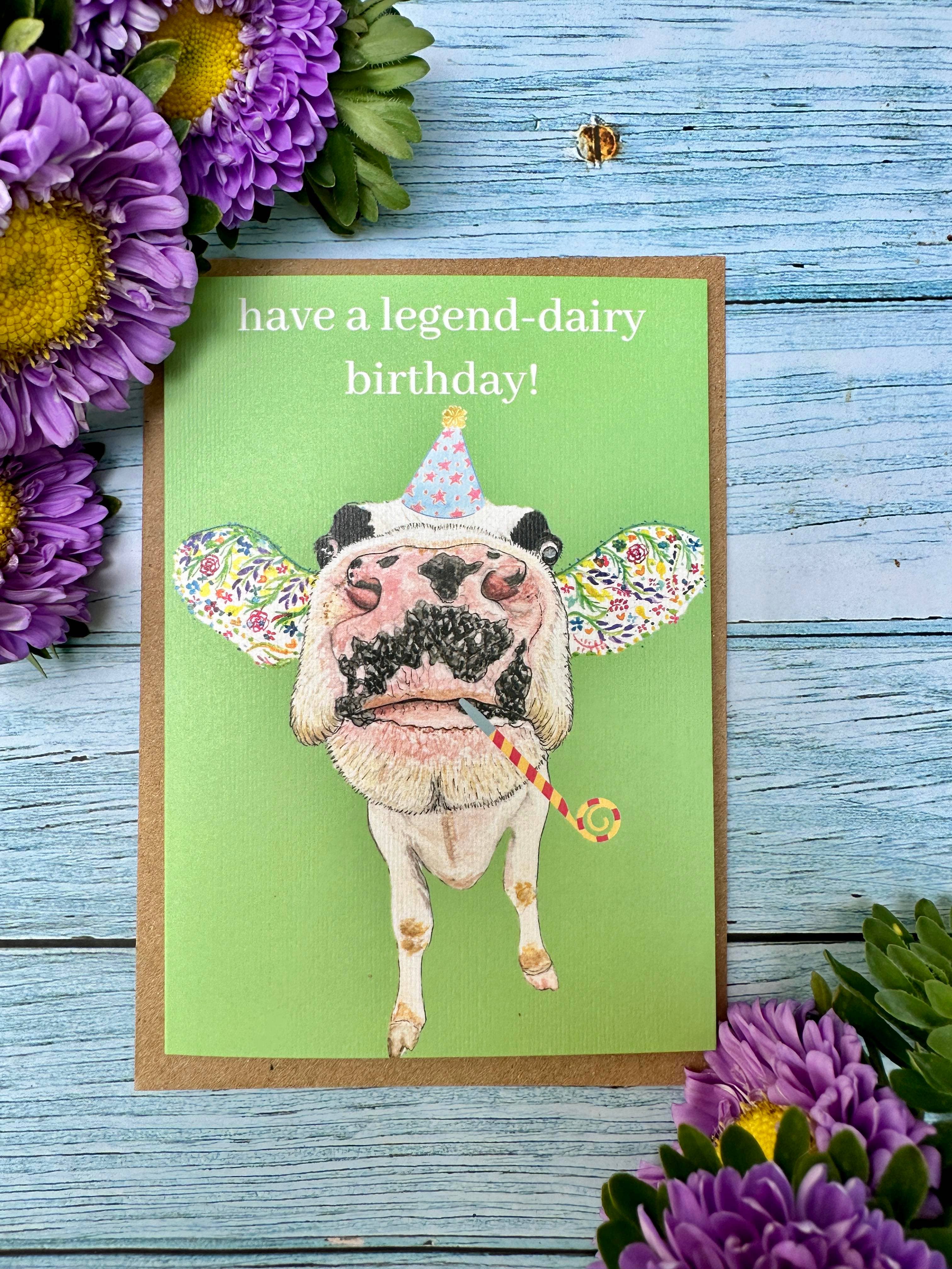 Jen Winnett Eco Artist - Wholesale Birthday Card - Funny Dairy Cow Birthday Eco Friendly Card Colourful Luxury1