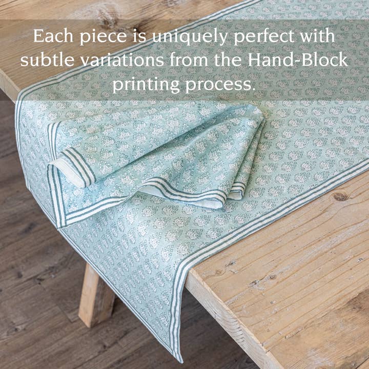 over&back - Wholesale Table Runner - Hand-Blocked Table Runner Floral Patterns 18x1082
