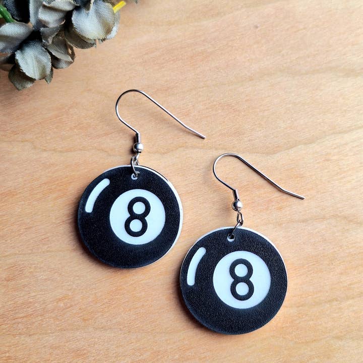 Jedi Woods LLC - Wholesale Dangle Earrings - Magic 8 Ball Earrings
