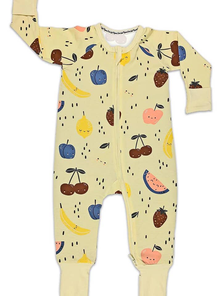 Good Luck Sock - Wholesale Sleepsuit - Baby - Fruit, Yellow Baby Pajamas0