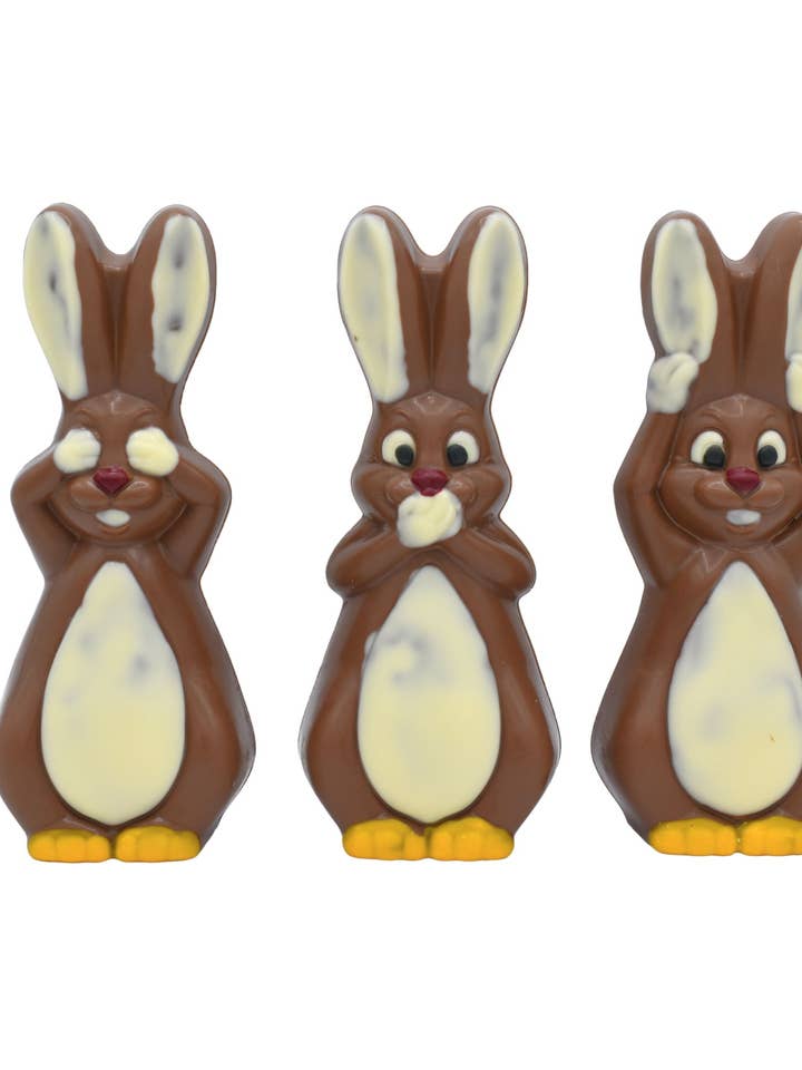 Bovetti · 3 wise Easter bunnies, milk chocolate for wholesale by French Feast