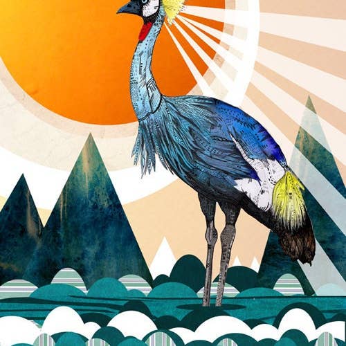 Crowned Crane // Signed Print for wholesale by Sandra Dieckmann