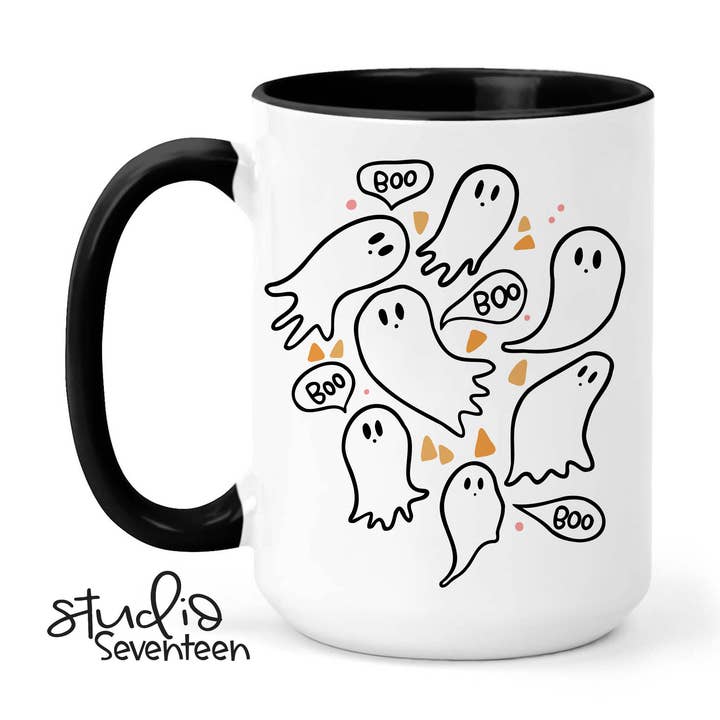 Ghost Cluster Halloween Coffee Mug for wholesale by Studio Seventeen