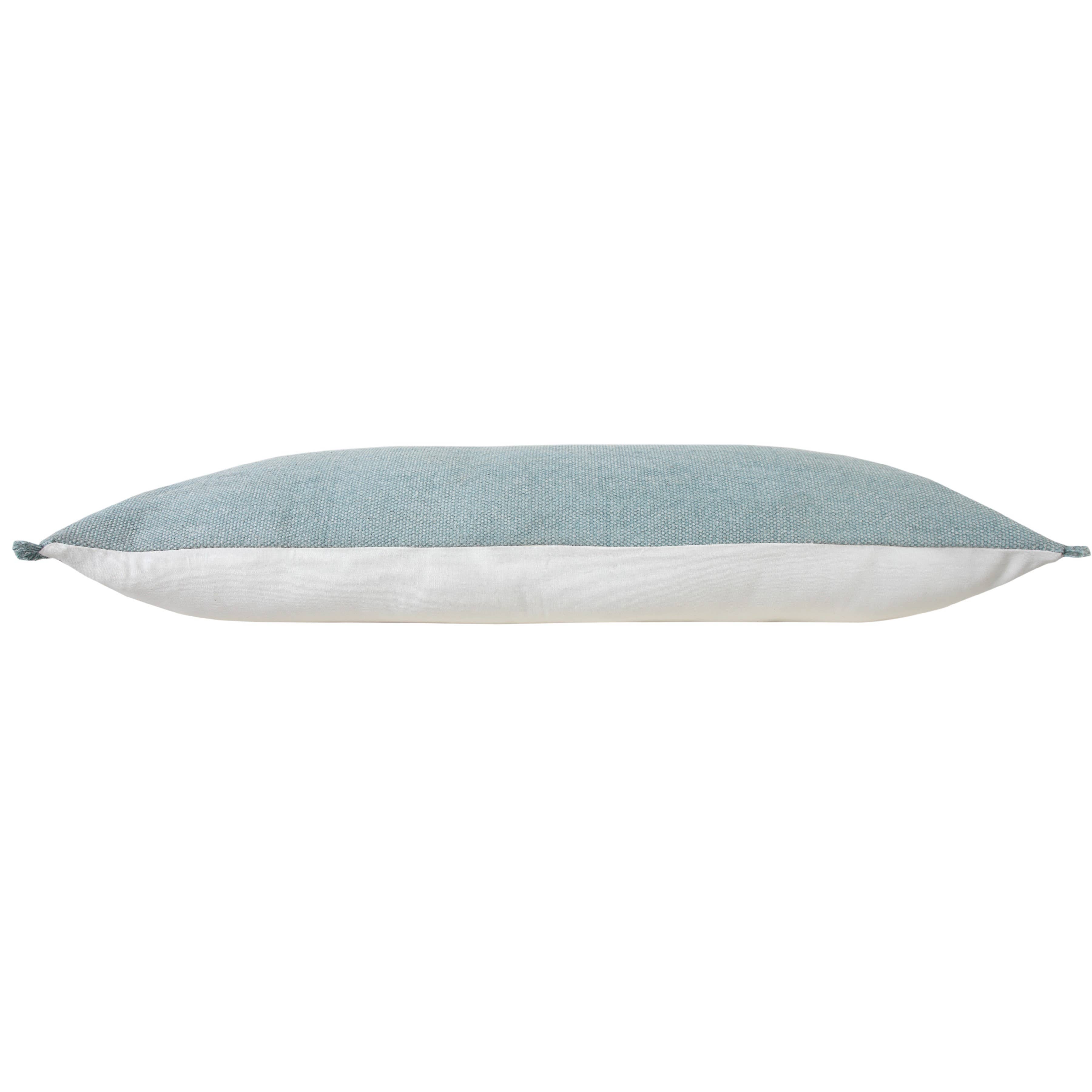 Light Blue Solid Stonewash Throw Pillow with Fringe for wholesale on Faire5