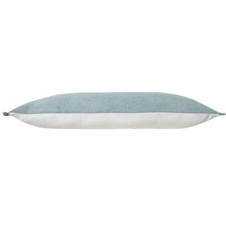 Light Blue Solid Stonewash Throw Pillow with Fringe for wholesale on Faire5