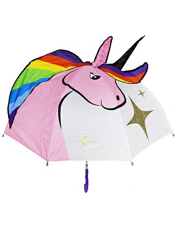 Kids Unicorn Accent Plastic Auto Open Fold Umbrella for wholesale by Cap Zone