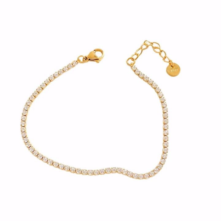 Bracelet de tennis en acier inoxydable 18k (LSSGB179) pour la vente par Lyza Jewels