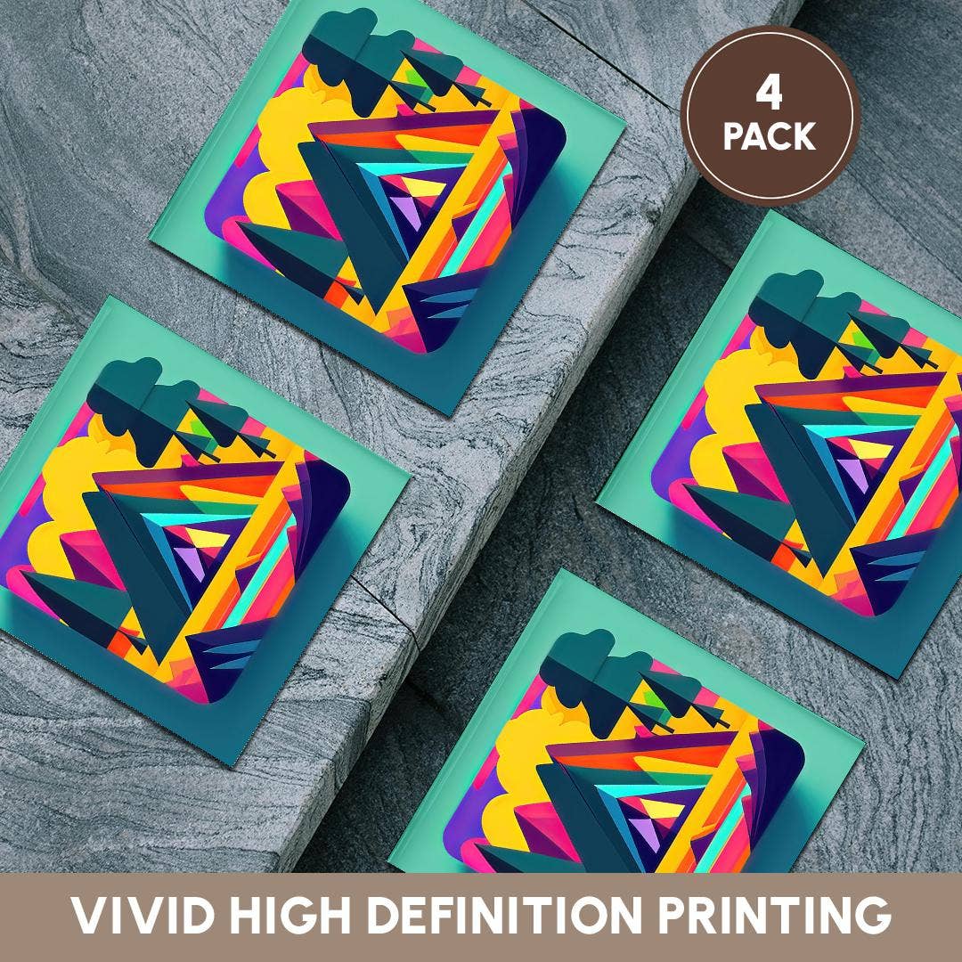 3dRose - Vente Sous-verre - 3dRose, Image décorative abstraite colorée de montagnes. Cadeau pour campeur heureux, Sous-verre5