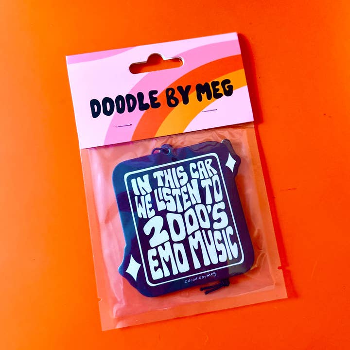 Doodle By Meg - Wholesale Car Freshener - Women's - In This Car We Listen to Emo Music Car Air Freshener - Plum