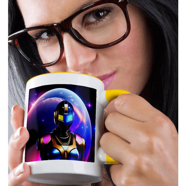 3dRose - Wholesale Coffee Mug - 3dRose, Woman astronaut in fantasy space suit. Huge planet in the background, Mug1