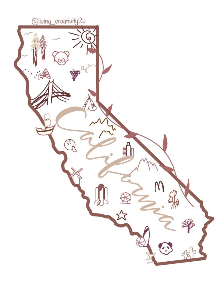 Adhesivo del estado de California || Resistente al agua para venta al por mayor de Living Creativity