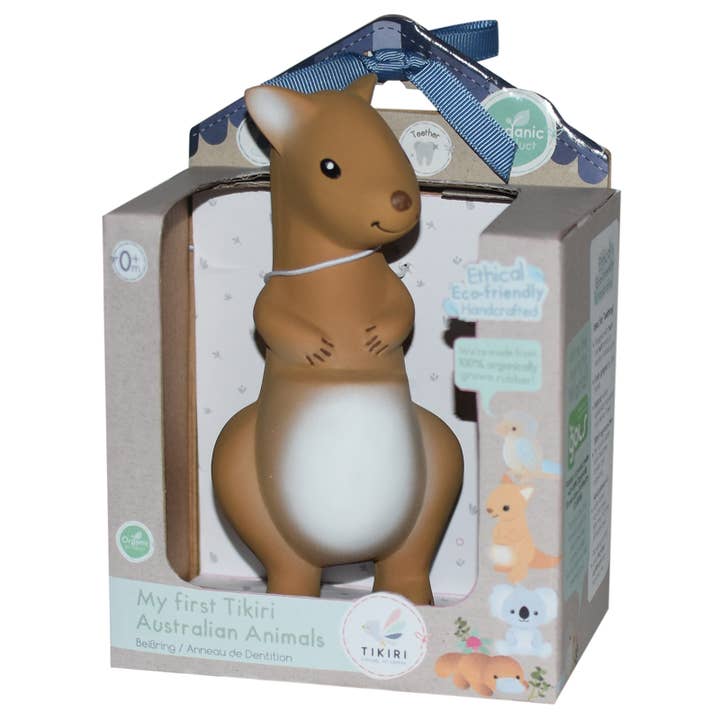 Tikiri Toys LLC - Wholesale Bath Toy - Baby - Kangaroo Natural Rubber Teether, Rattle & Bath Toy