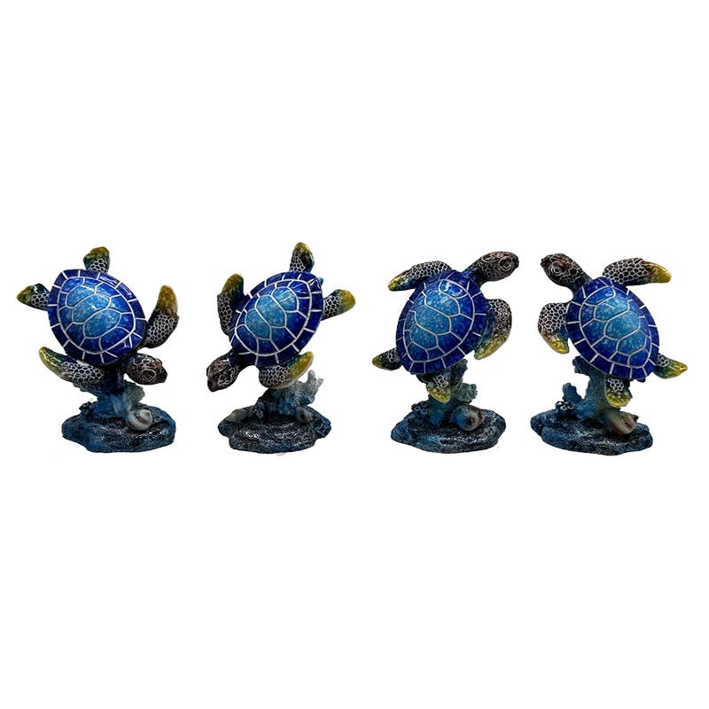 CB Home Collection - Wholesale Decorative Figurine - 3.5" Blue Sea Turtle Resin Figurines - 4 Assorted Designs6