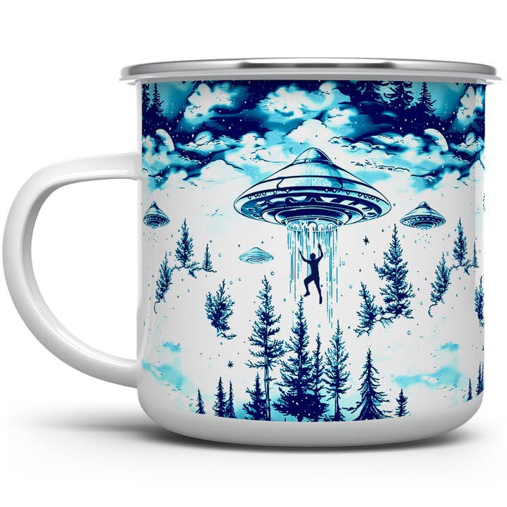 UFO Abduction Campfire Camping Mug, Paranormal Alien Gifts for wholesale by Loftipop