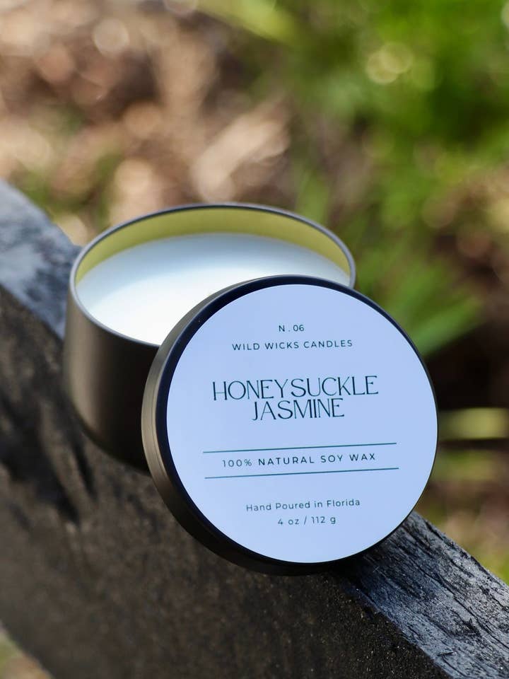 Honeysuckle Jasmine Soy Candle - 4 oz - Non-Toxic, Floral for wholesale by Wild Wicks Candles