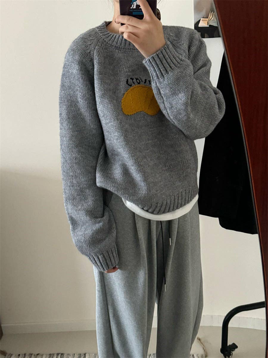 Marayn - Wholesale Knit Sweater - Women's - Cute Korean Style Cartoon Letter Knit Sweater27