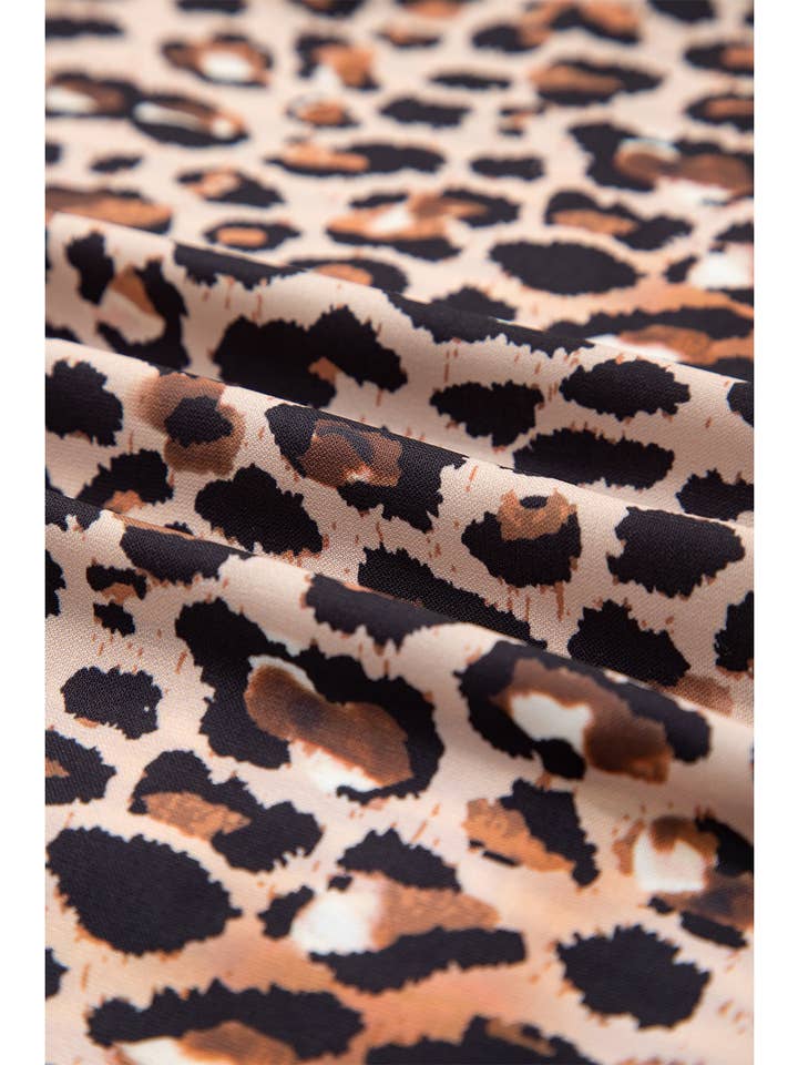 66DISCO - Vente Chemise à col boutonné – femme - Chemise à boutons léopard et rayures contrastées chic printemps 202620