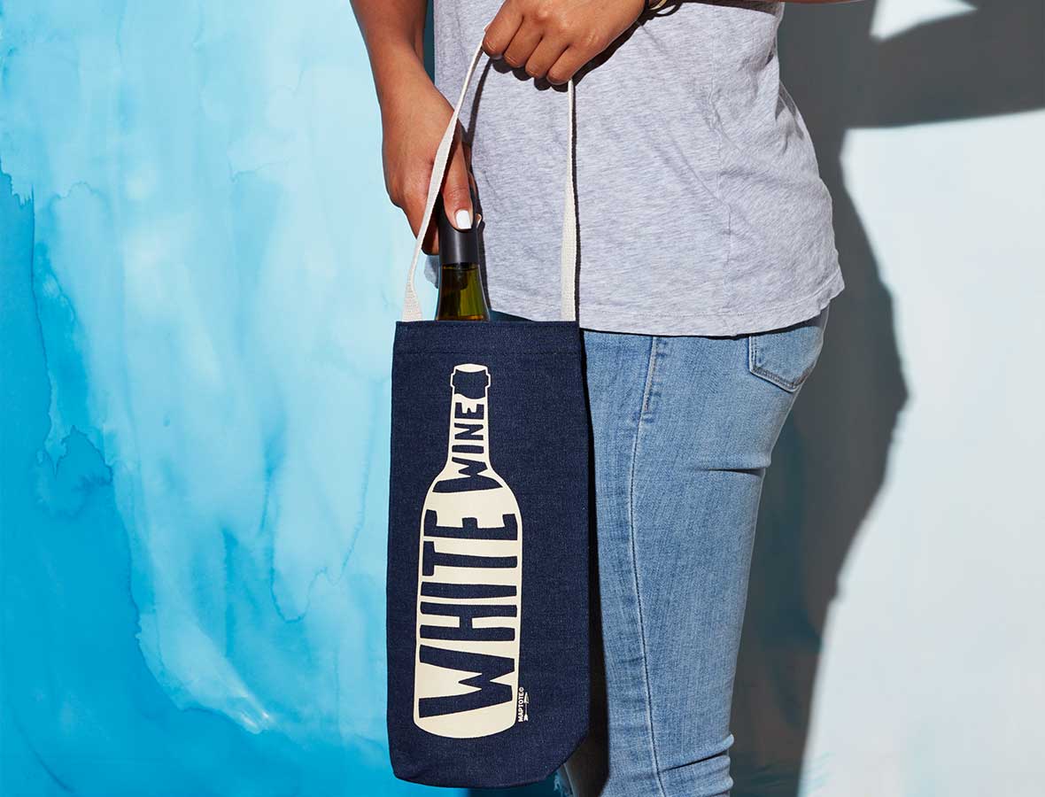 Maptote - Wholesale Wine Tote - White Single Wine Totes - USA Made Cotton Canvas Bag3