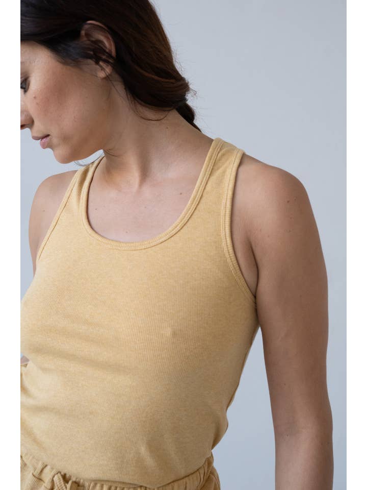 Bonie Yellow Ribbed Tank Top for wholesale on Faire