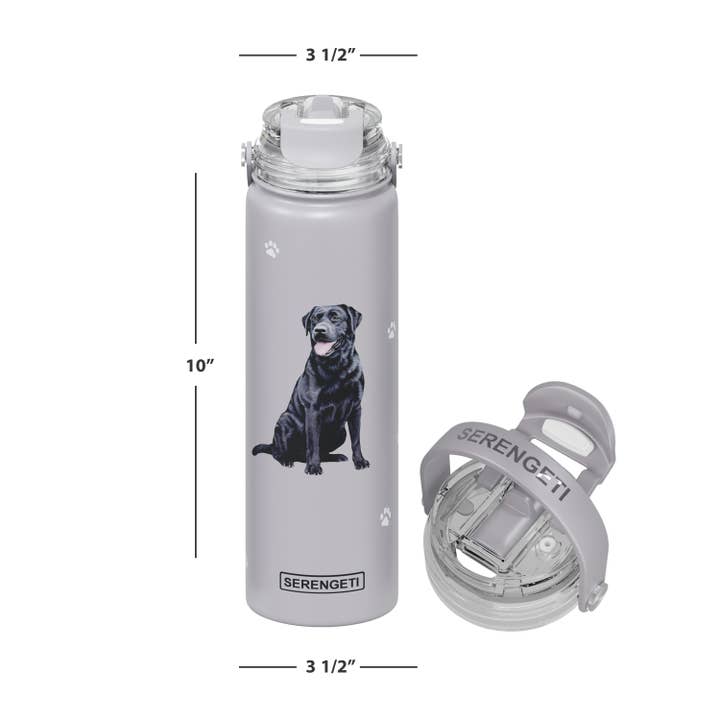E&S Pets - Venta al por mayor Botellas de agua - Botella de agua de acero inoxidable Labrador, color negro, 24 onzas