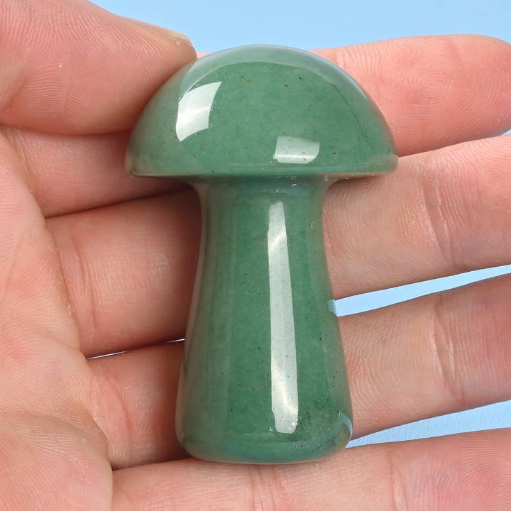 2" Natural Green Aventurine Mushroom Crystal Figurine for wholesale by ilovebeadsusa