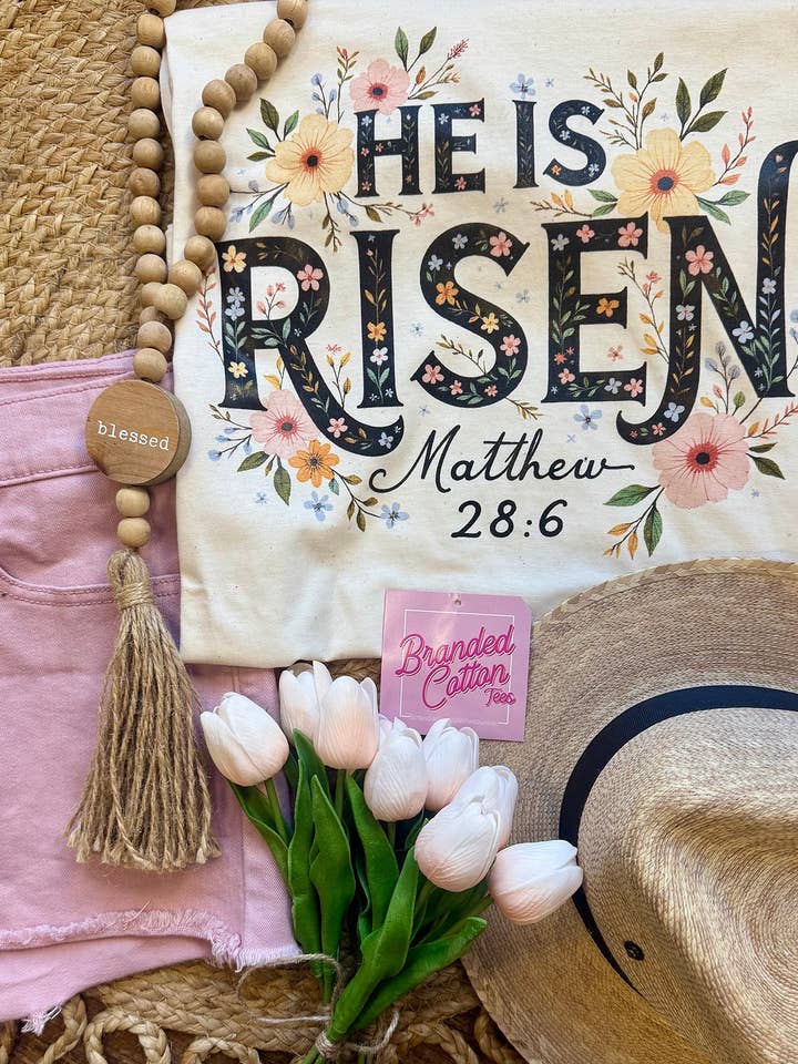 Floral He Is Risen for wholesale by Branded Cotton
