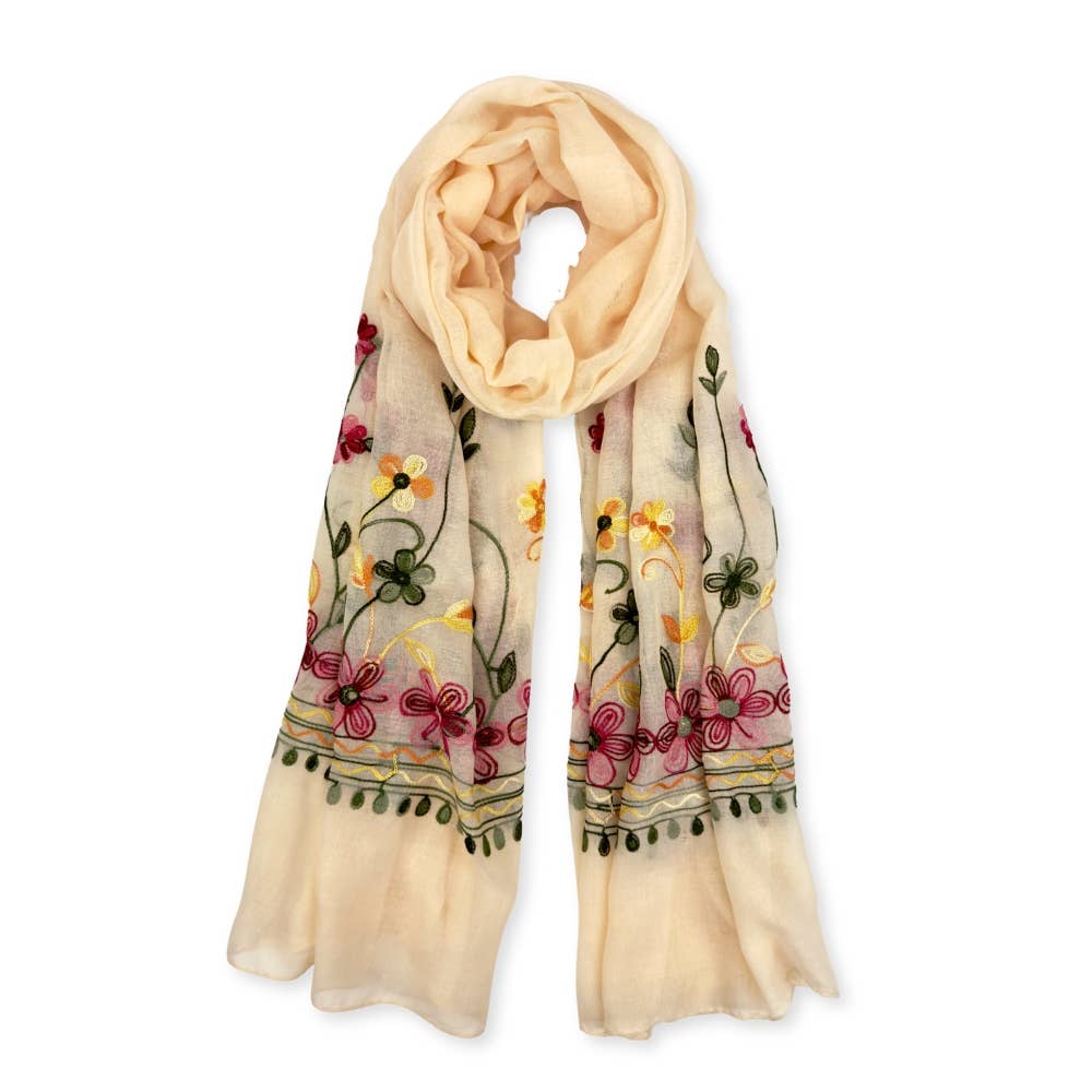 Humble Hilo – Engroshandel Tørklæde - Dame – Humble Hilo Broderet tørklæde/sjal med blomster69