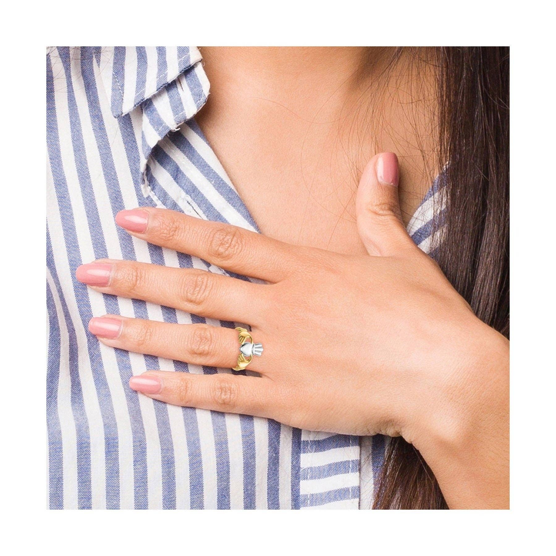 FCJ Jewelry LLC - Venta al por mayor Anillo de banda/apilable - Anillo Claddagh de Corazón de Oro de 14k1