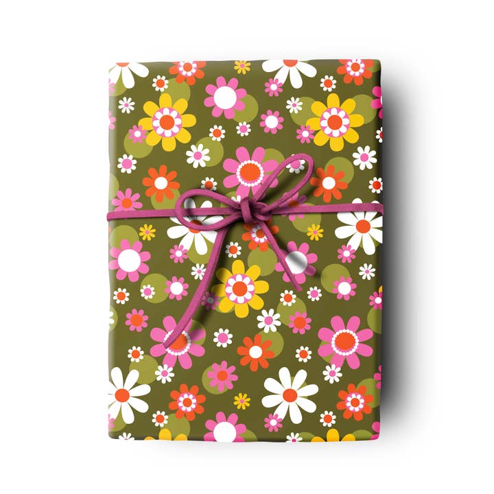 Mod Lounge Paper Company - Wholesale Inpakpapier - Groovy Floral Bunch dubbelzijdige geschenkverpakking1