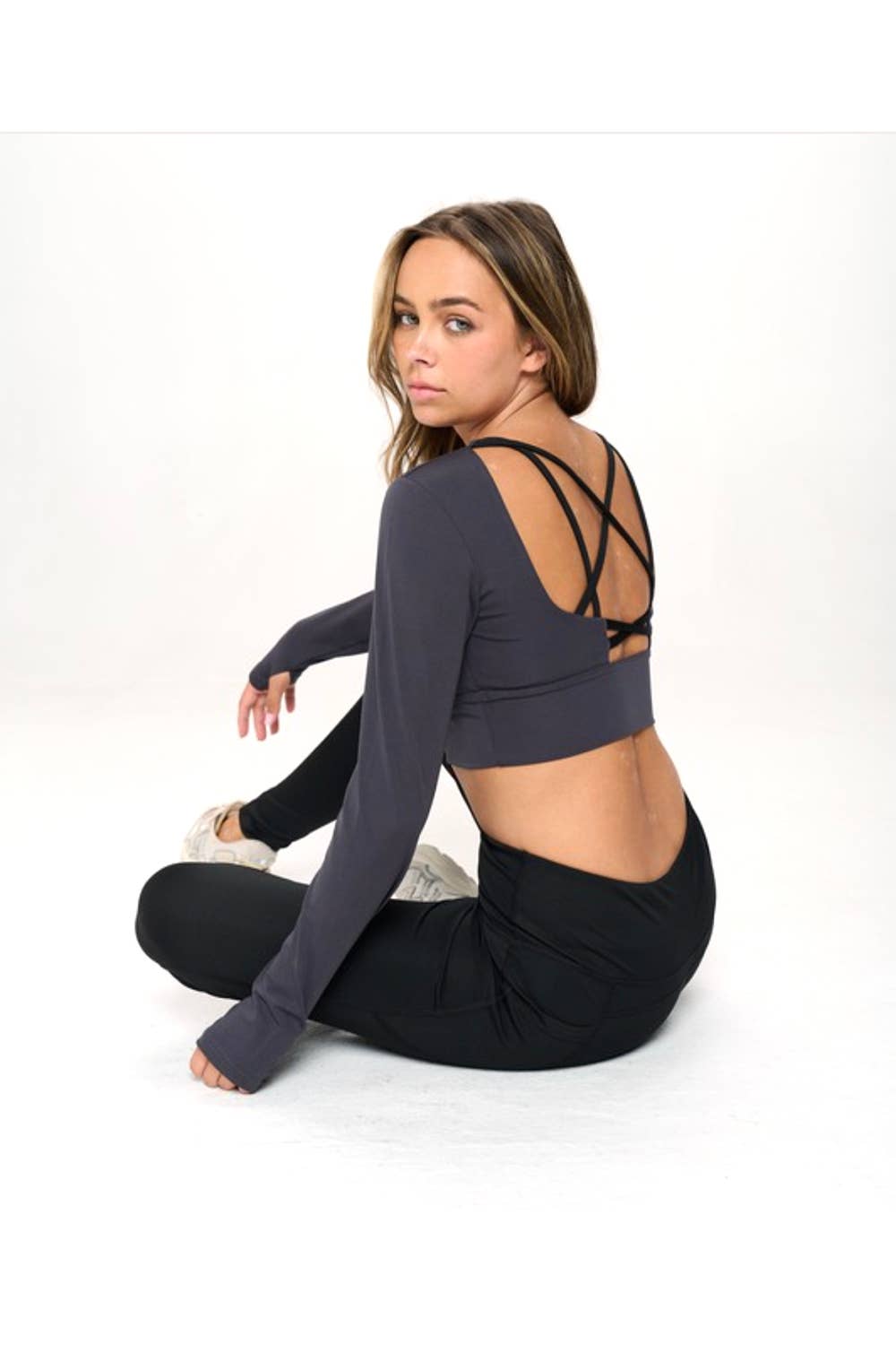 Color 5 - Wholesale Activewear Set - Women's - Long sleeve crop top with yoga legging activewear set3
