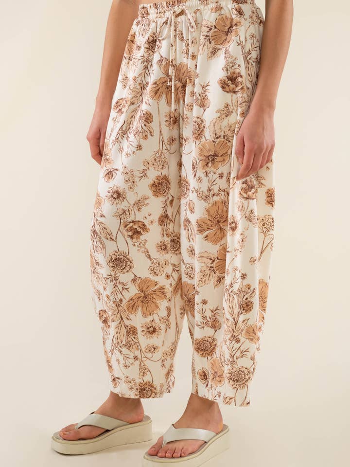 NLT - Wholesale Pants - Women's - Sonoma Floral Lantern Pant w/ Drawstrings