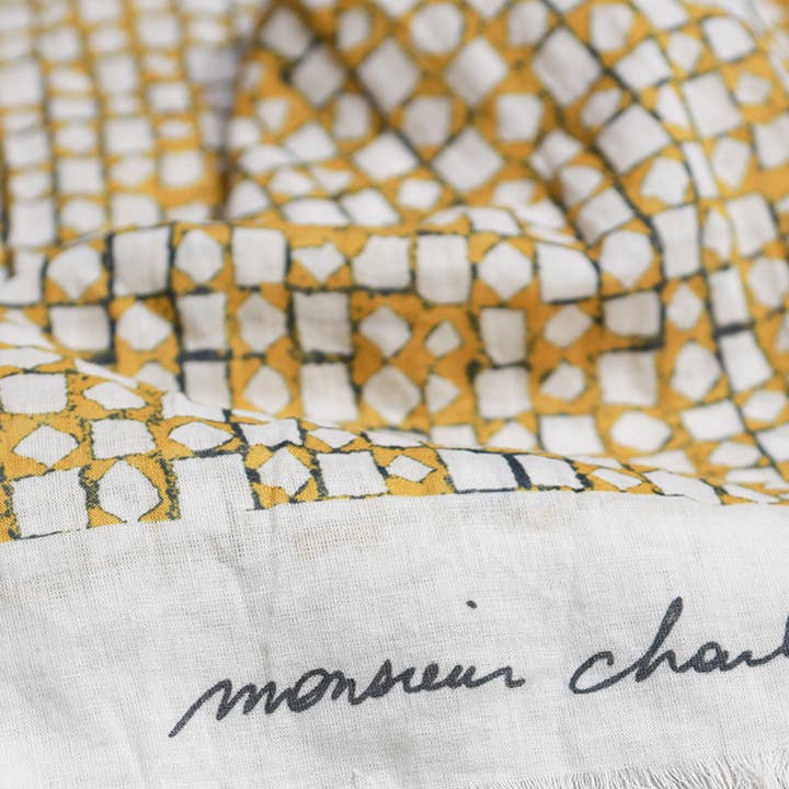 MONSIEUR CHARLI – Engroshandel Tørklæde - Herre – LUCIANO bomuldssjal i karryfarve2