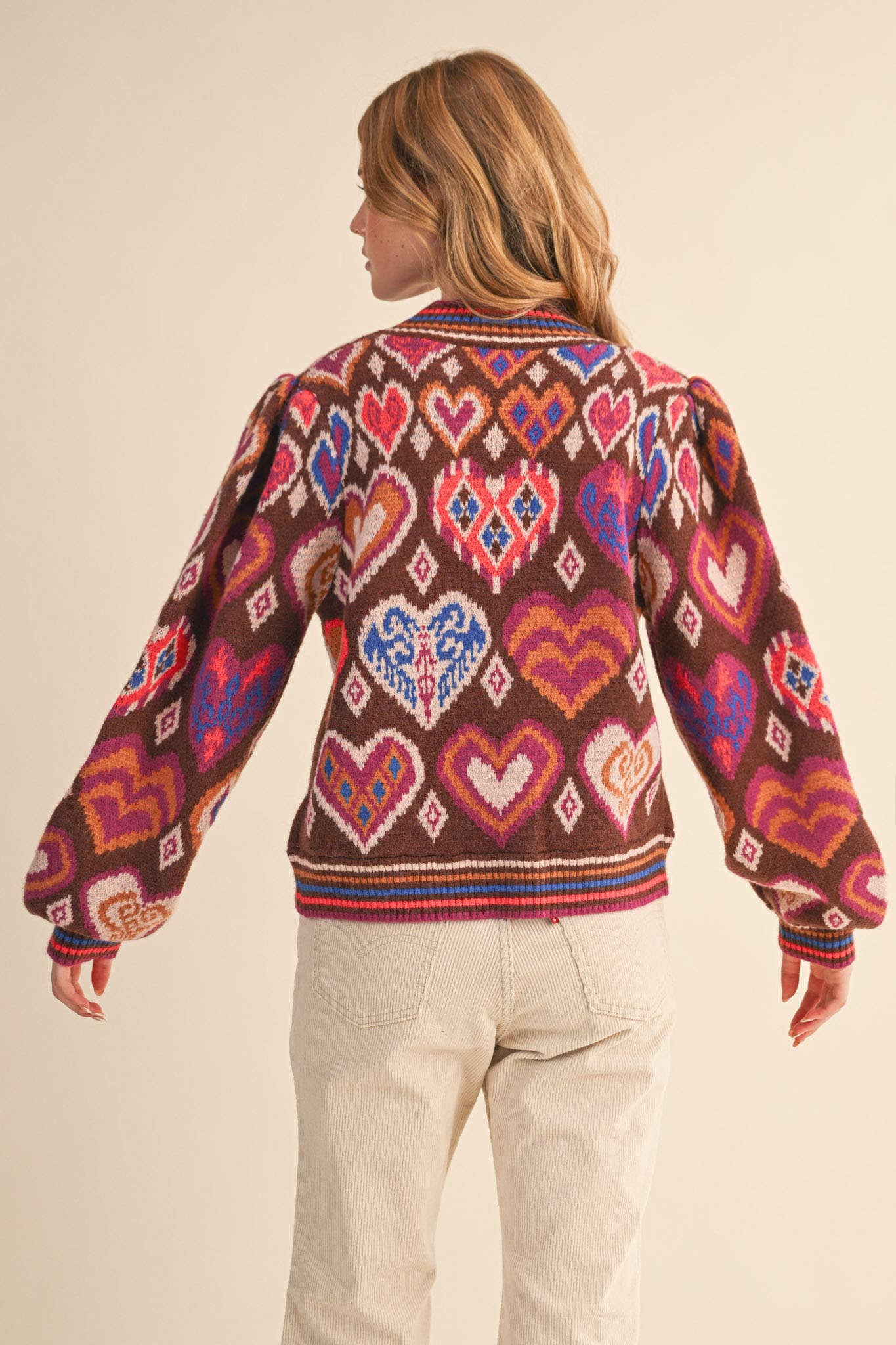 &MERCI - Wholesale Knit Sweater - Women's - HEART PATTERN PULLOVER SWEATER MSW1091356