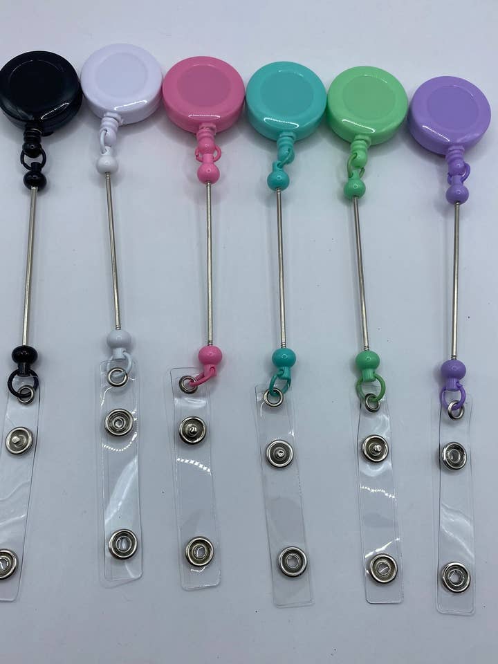 3 Beadable Badge Bar Reels - retractable- in your choice of colors for wholesale by ASAP Craft Supplies