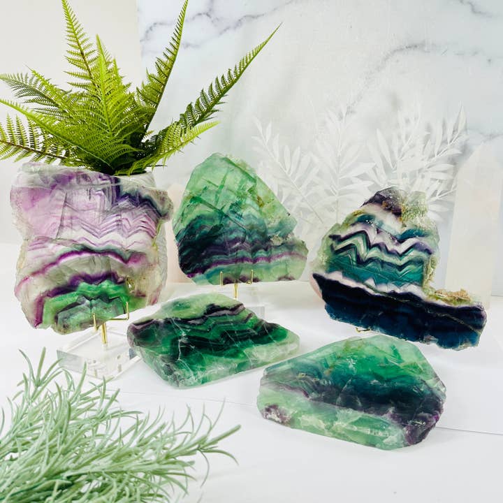 Rainbow Fluorite AA Grade Slab - Large Crystal Slab - You Ch for wholesale by Rock Paradise