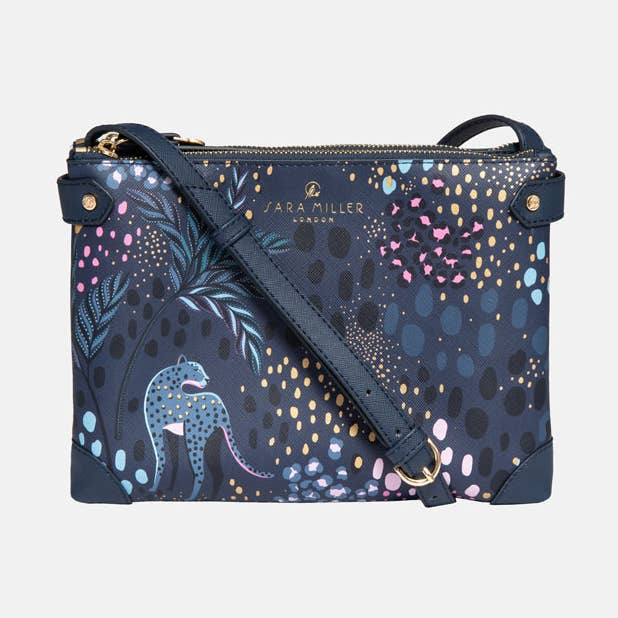 Midnight Leopard Zip Top Crossbody for wholesale by Sara Miller London