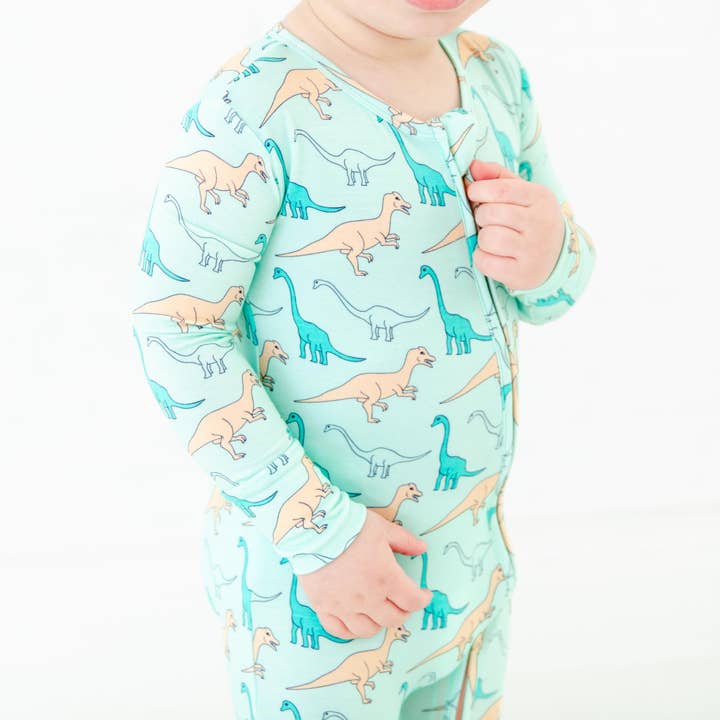 Dreamiere – wholesale Sleepsuit – Baby – Land Before Bedtime Dinosaur Baby Bamboo Pajamas Convertible Footie - Jurassic Jungle5