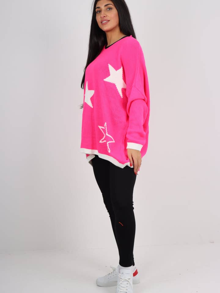 Miss Bold – wholesale Tunic sweater – Women’s – Italian Oversized Star Print Long Sleeve Jumper18