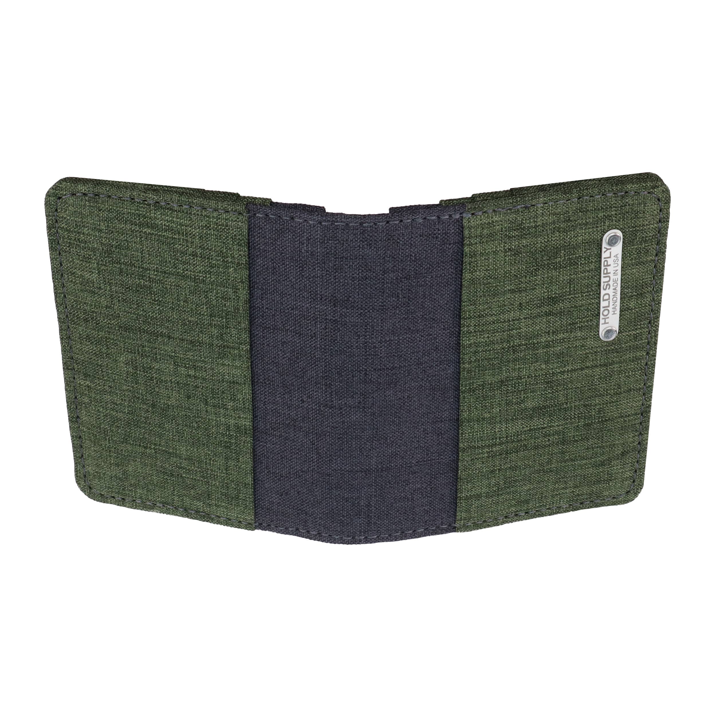 HOLD SUPPLY - Wholesale Wallet - Men's - Green and Gray Canvas Vertical Bifold Card & Cash Wallet1