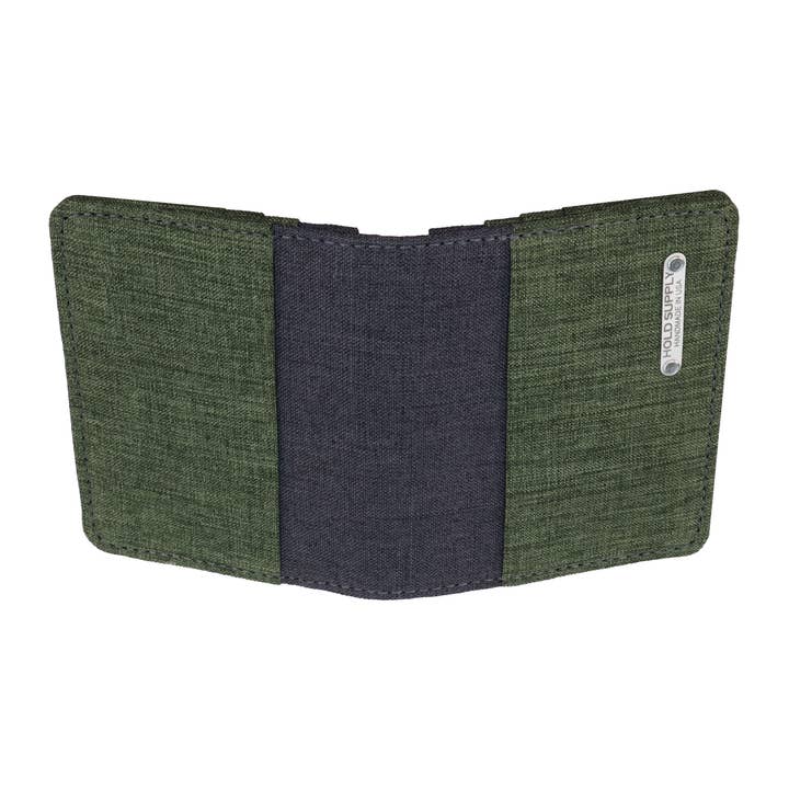 HOLD SUPPLY - Wholesale Wallet - Men's - Green and Gray Canvas Vertical Bifold Card & Cash Wallet1