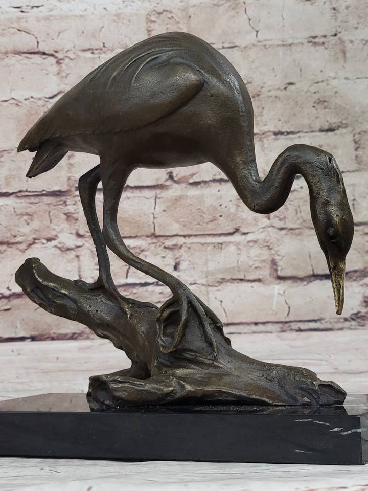 Gret Crane Great Blue Heron Wetland Coastal Bird Art Bronze Presente de Estátua em Mármore de Bronze por atacado de Bronzhaus